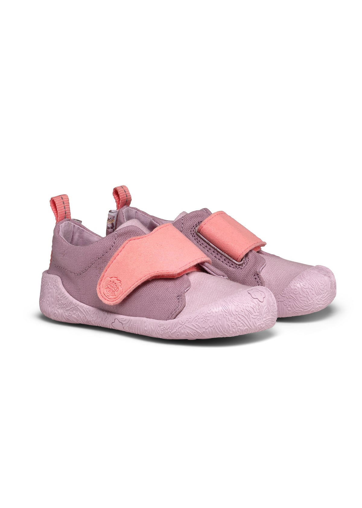 Children's Rhino first walking shoes - Prewalker Cotton Smally, green-beige fabric, yellow velcro straps