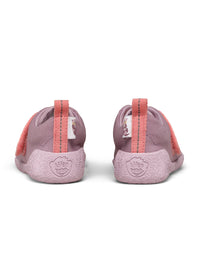 Children's Rhino first walking shoes - Prewalker Cotton Smally, green-beige fabric, yellow velcro straps