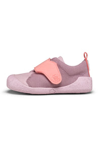 Children's Rhino first walking shoes - Prewalker Cotton Smally, green-beige fabric, yellow velcro straps