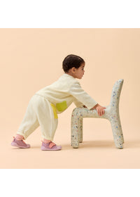 Children's Rhino first walking shoes - Prewalker Cotton Smally, green-beige fabric, yellow velcro straps
