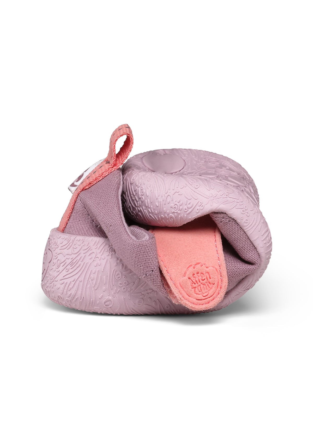 Children's Rhino first walking shoes - Prewalker Cotton Smally, green-beige fabric, yellow velcro straps