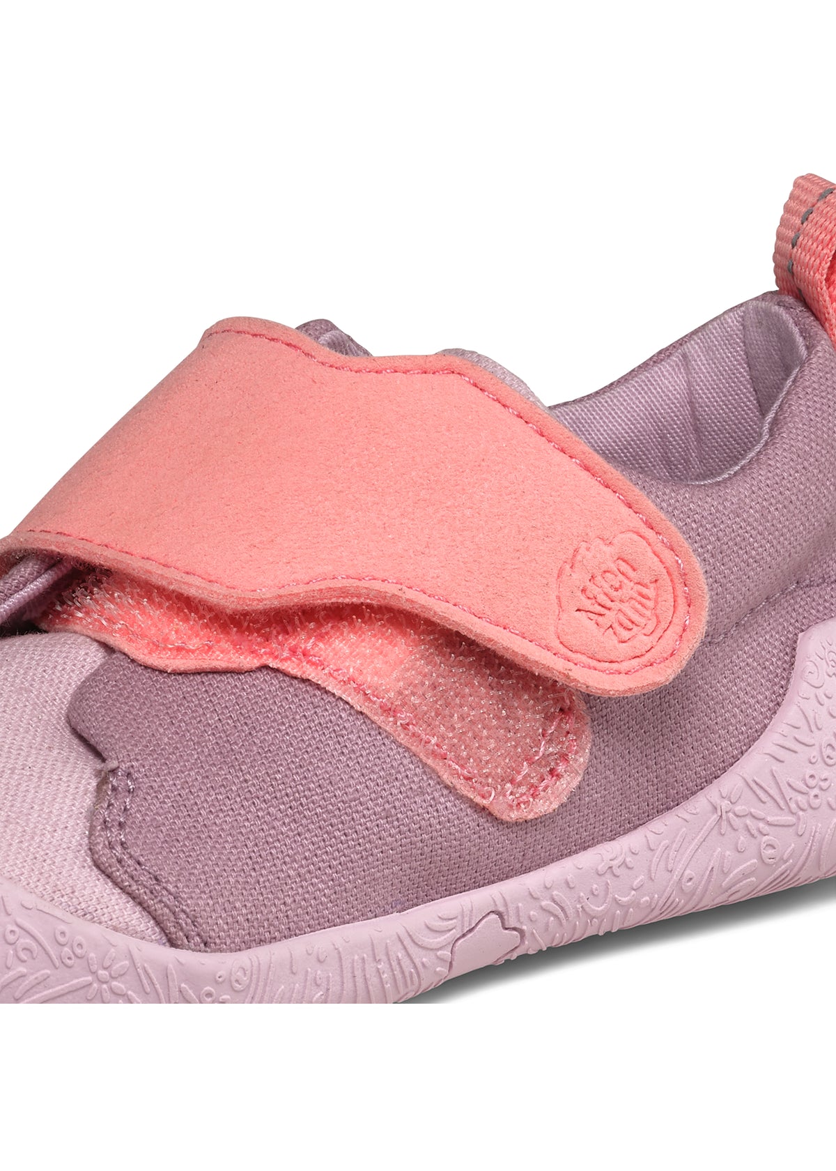 Children's Rhino first walking shoes - Prewalker Cotton Smally, green-beige fabric, yellow velcro straps