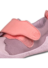 Children's Rhino first walking shoes - Prewalker Cotton Smally, green-beige fabric, yellow velcro straps