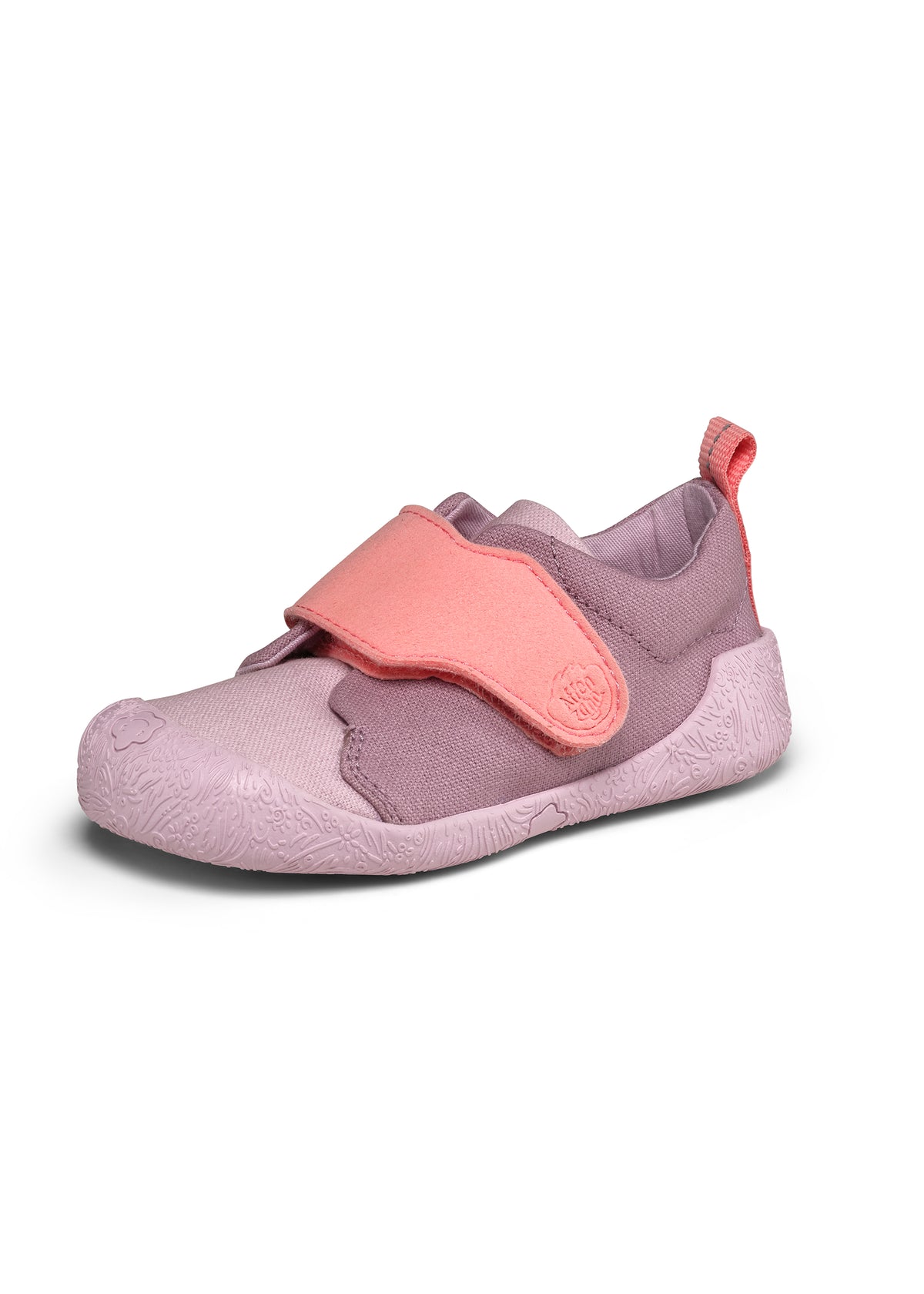 Children's Rhino first walking shoes - Prewalker Cotton Smally, green-beige fabric, yellow velcro straps