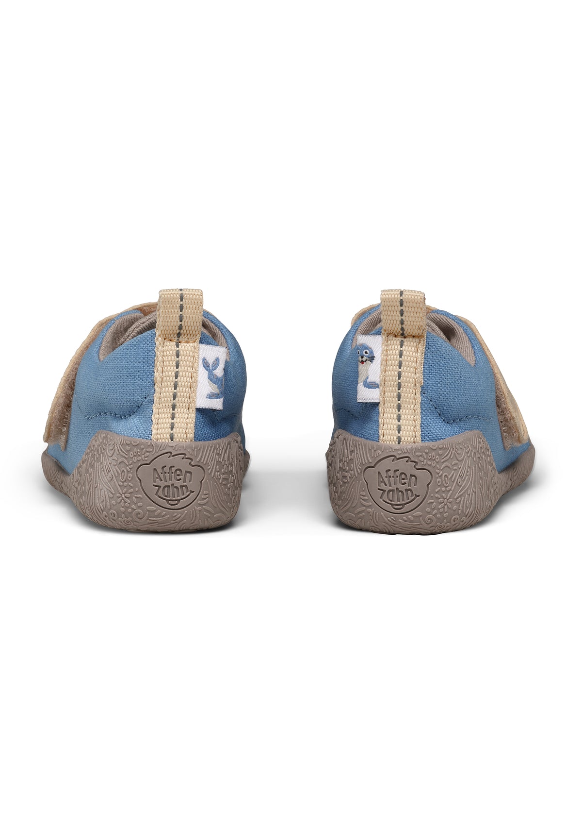 Children's Rhino first walking shoes - Prewalker Cotton Smally, green-beige fabric, yellow velcro straps