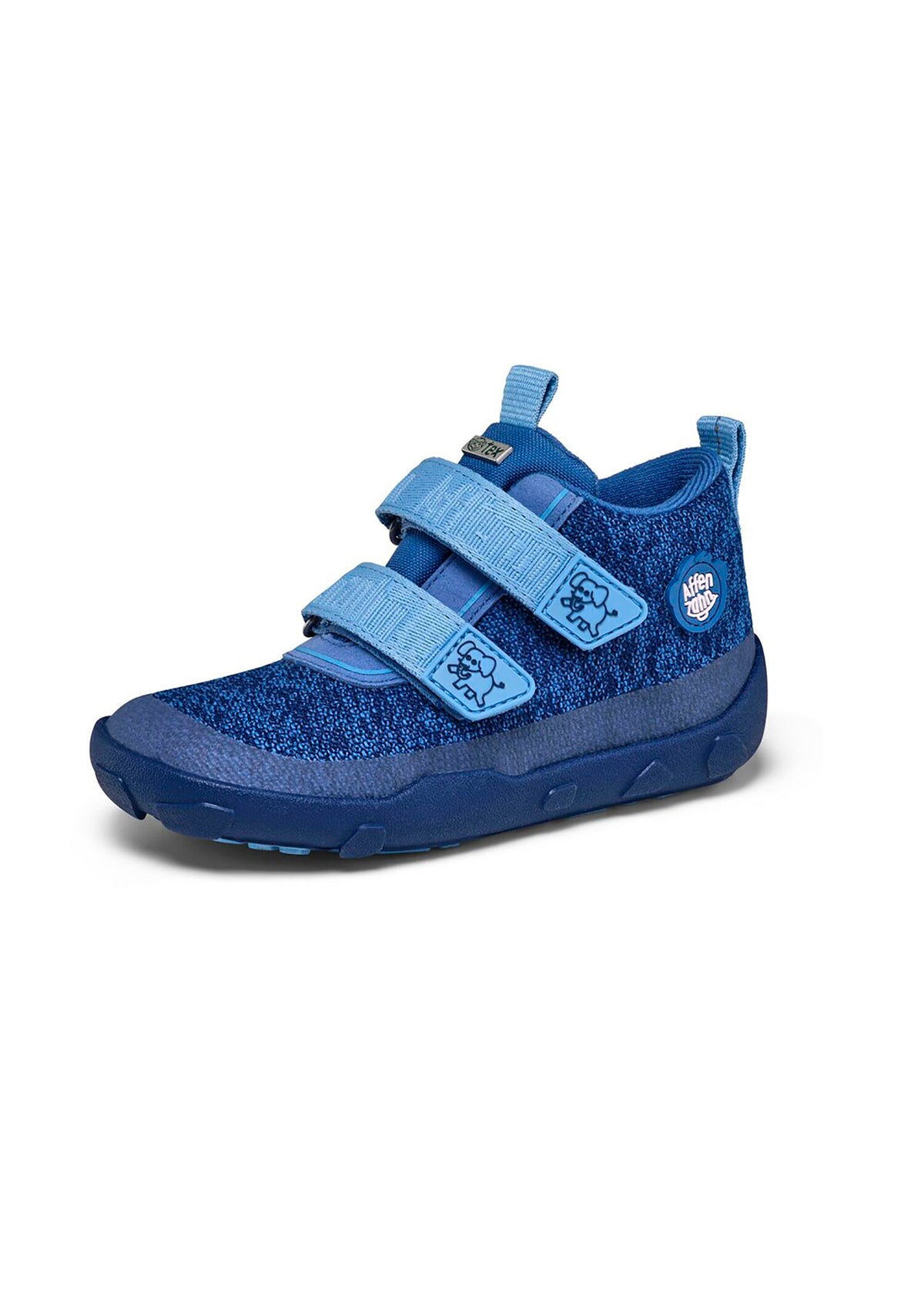 Lasten paljasjalkakengät - Happy Knit Elephant, välikausikengät TEX-kalvolla - sininen