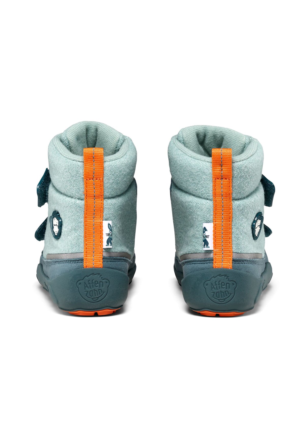 Children's barefoot shoes - Wool Comfy Bunny, winter shoes with TEX membrane - green, orange, wool