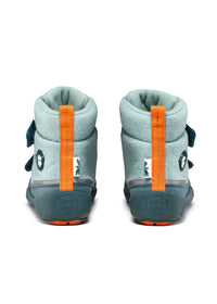 Children's barefoot shoes - Wool Comfy Bunny, winter shoes with TEX membrane - green, orange, wool