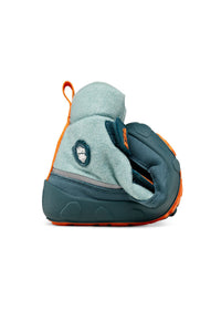 Children's barefoot shoes - Wool Comfy Bunny, winter shoes with TEX membrane - green, orange, wool