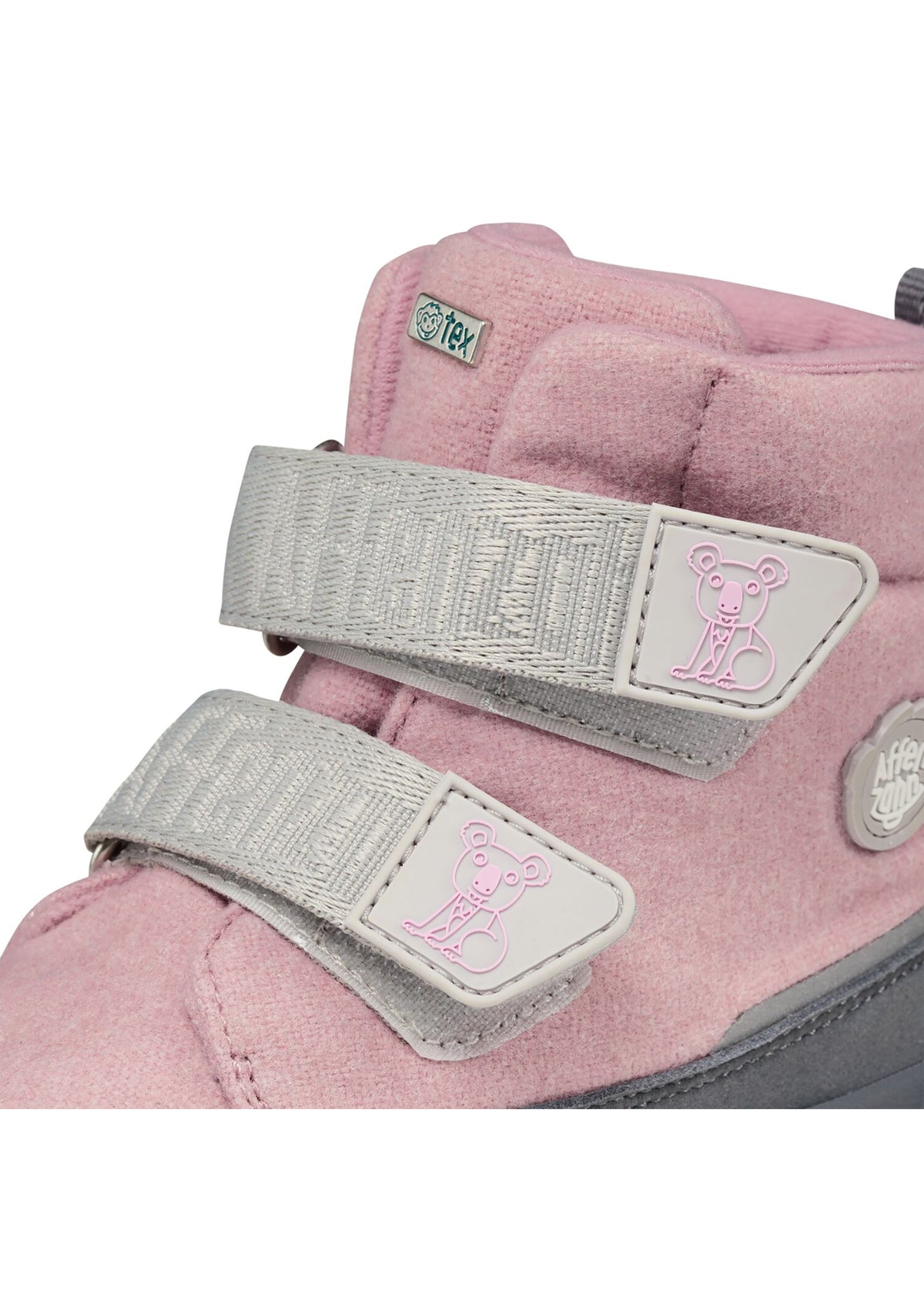 Children's barefoot shoes - Wool Comfy Koala, winter shoes with TEX membrane - pink, gray, wool