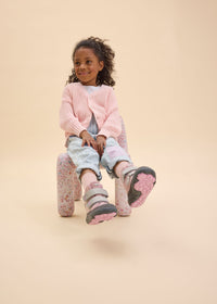 Children's barefoot shoes - Wool Comfy Koala, winter shoes with TEX membrane - pink, gray, wool