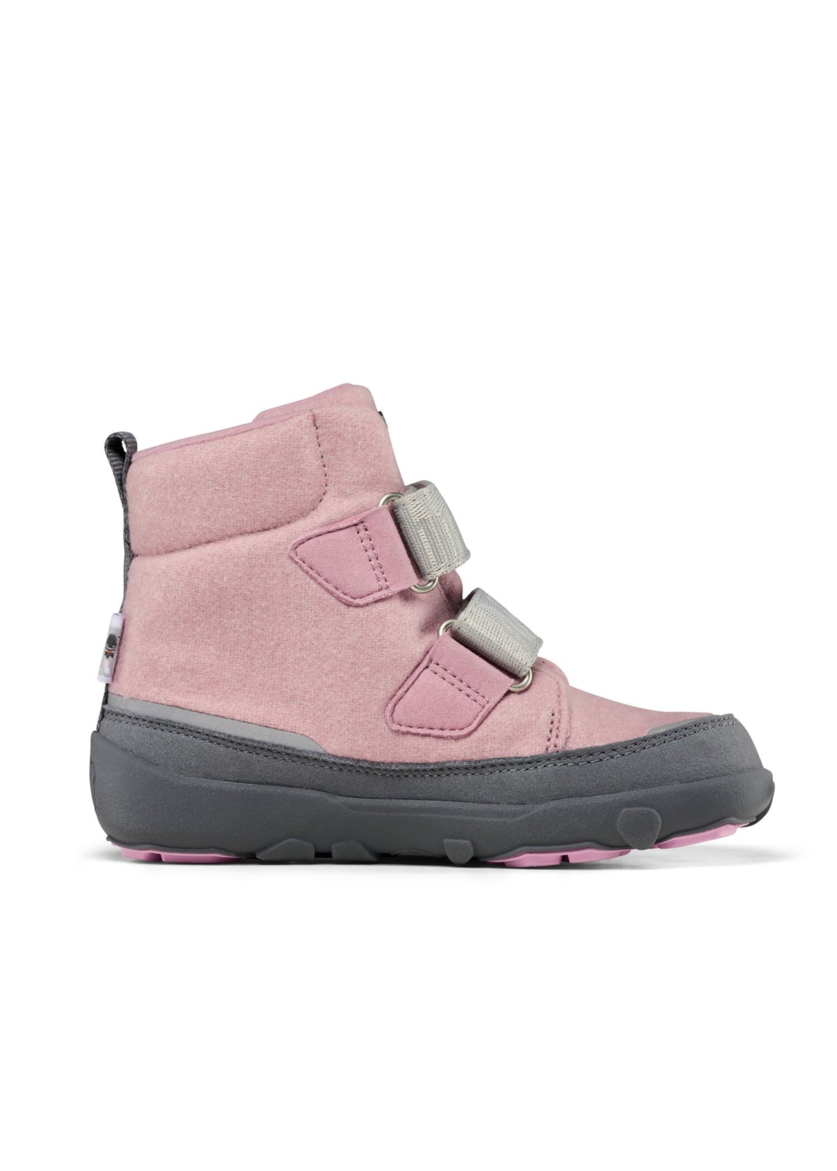 Children's barefoot shoes - Wool Comfy Koala, winter shoes with TEX membrane - pink, gray, wool