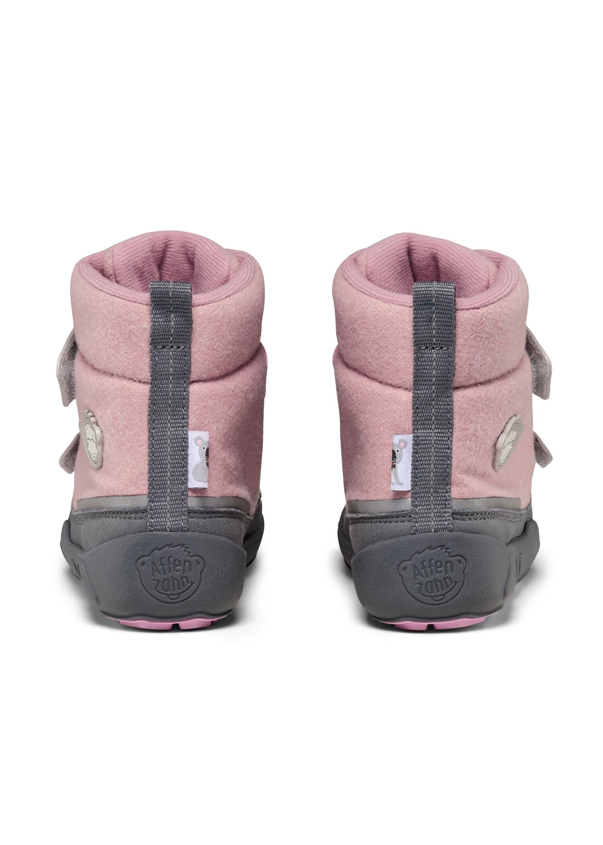 Children's barefoot shoes - Wool Comfy Koala, winter shoes with TEX membrane - pink, gray, wool