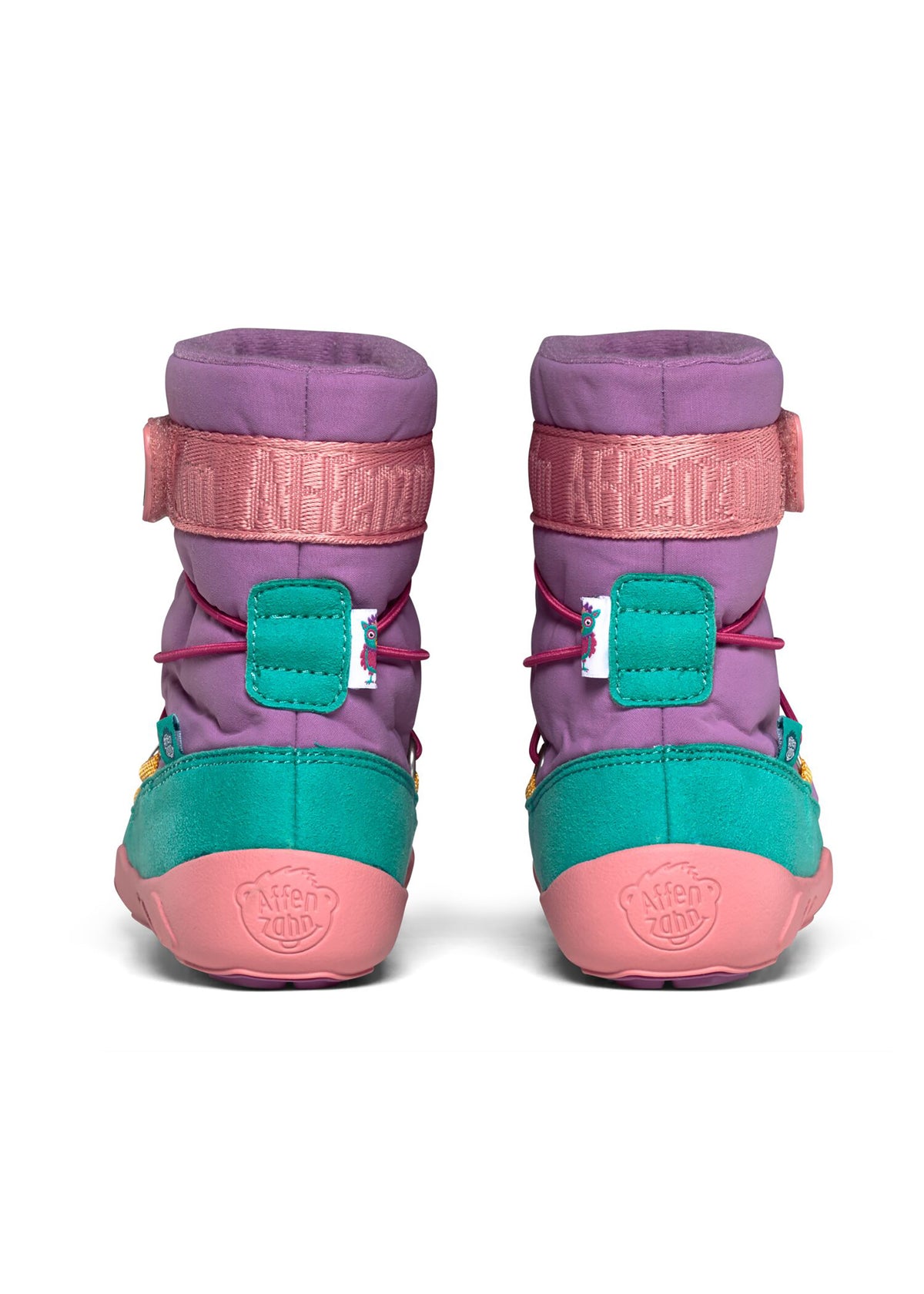 Children's barefoot shoes - Snowboot Owl, winter shoes with TEX membrane - pink, purple, turquoise, vegan