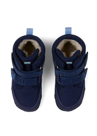 Barfotaskor för barn - Wool Comfy Bear, vinterskor med TEX-membran - mörkblå, ull