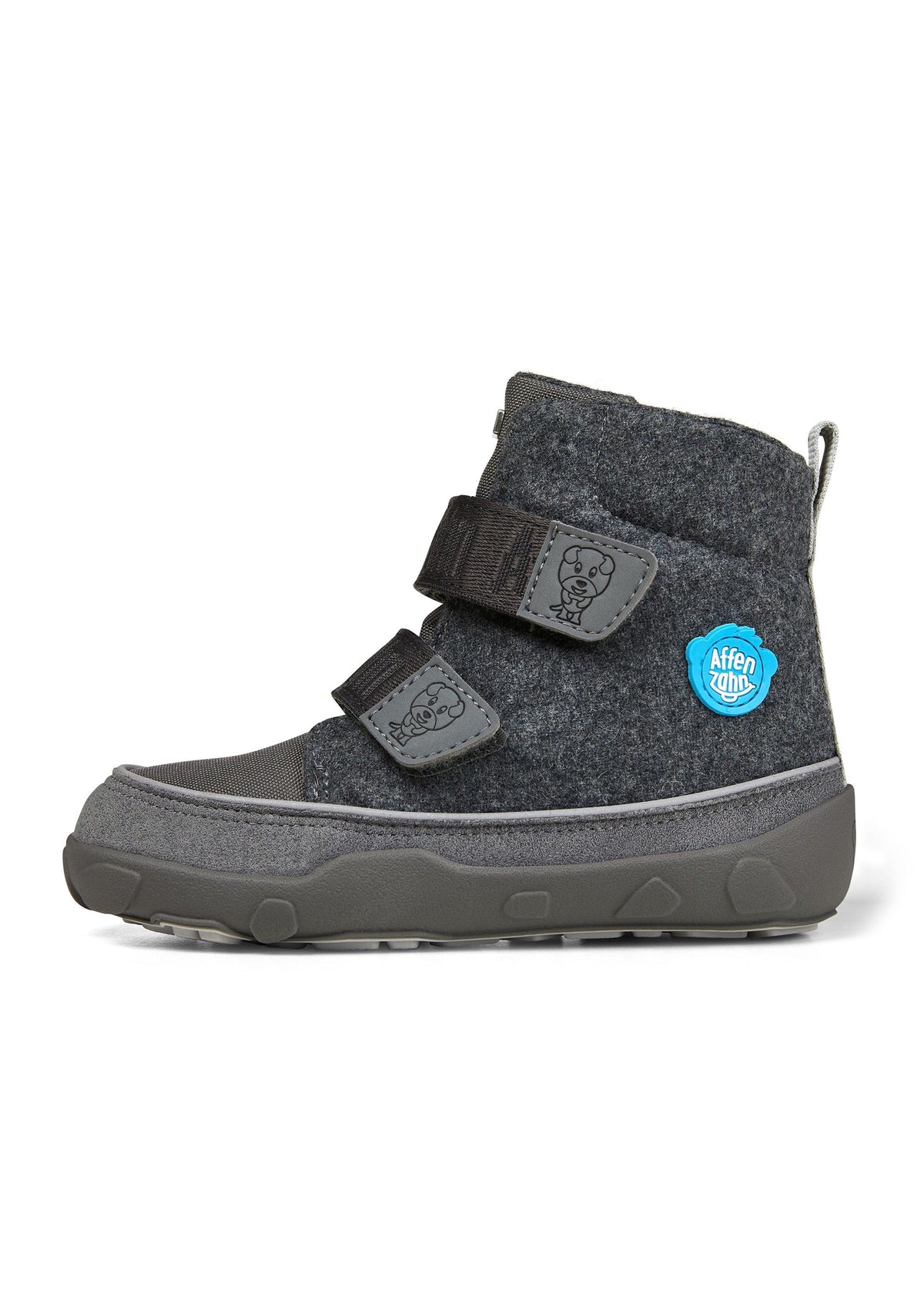 Children's barefoot shoes - Wool Comfy Dog, winter shoes with TEX membrane - dark gray, wool