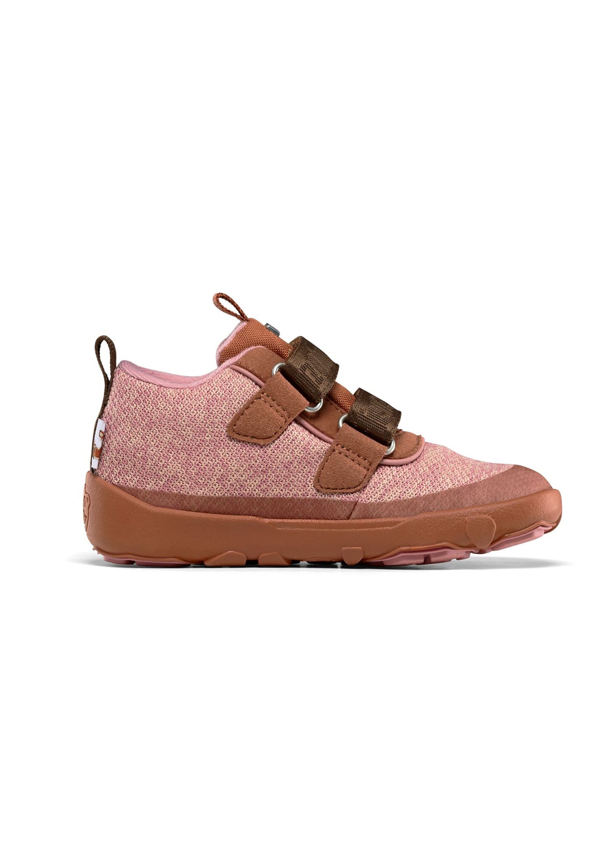 Children's barefoot shoes - Happy Knit Deer, mid-season shoes with TEX membrane - pink, brown