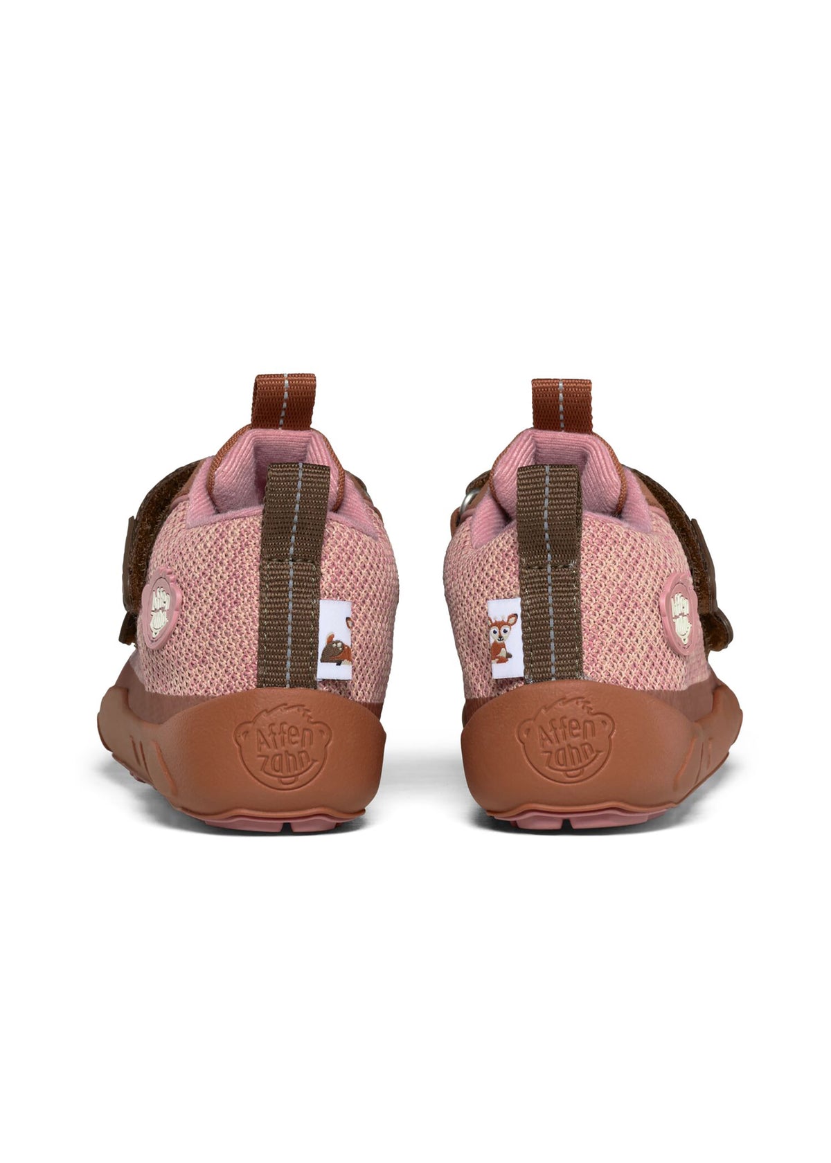 Barfotaskor för barn - Happy Knit Deer, mellansäsongsskor med TEX-membran - rosa, brun
