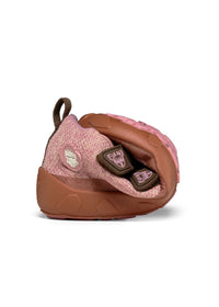 Barfotaskor för barn - Happy Knit Deer, mellansäsongsskor med TEX-membran - rosa, brun