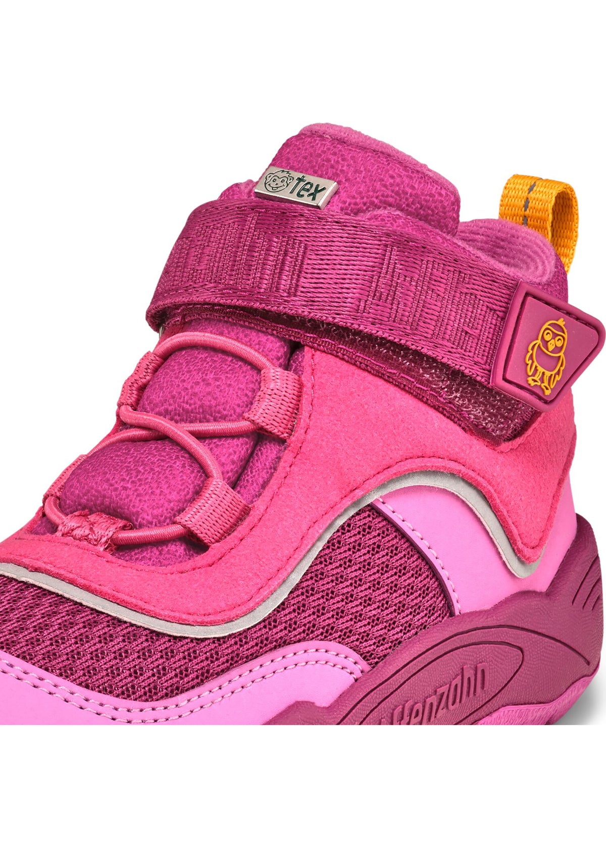 Lasten paljasjalkakengät - Low Boot Vegan Explory Bird, välikausikengät TEX-kalvolla - pinkki