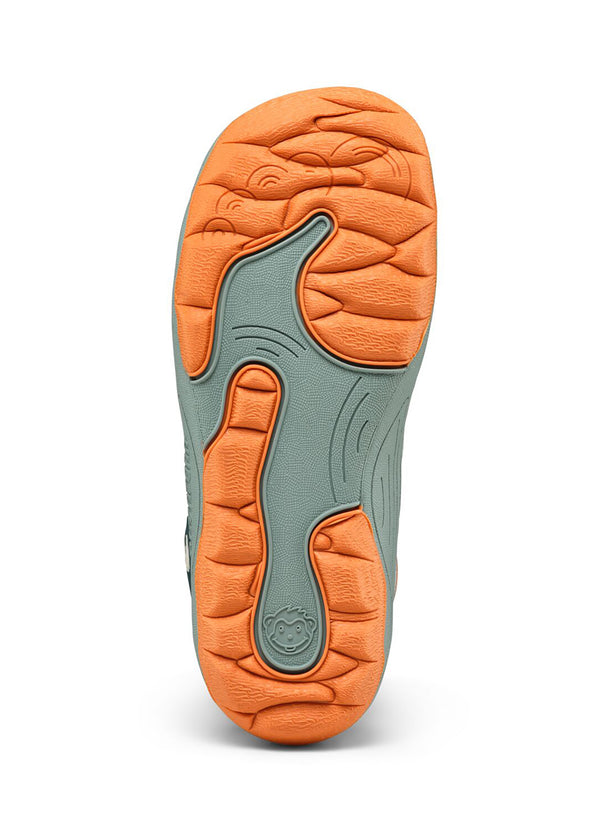 Children's barefoot shoes - Low boot Vegan Explory, transitional shoes with TEX membrane - Bunny, green, orange