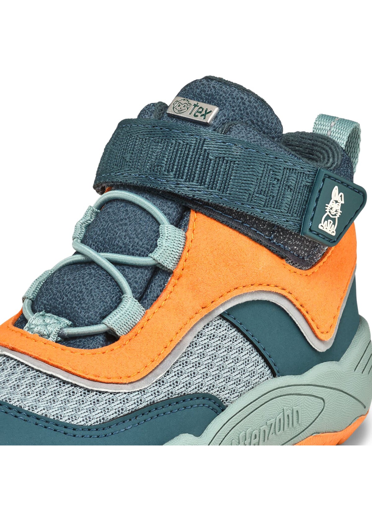 Lasten paljasjalkakengät - Low Boot Vegan Explory, välikausikengät TEX-kalvolla - Bunny, vihreä, oranssi