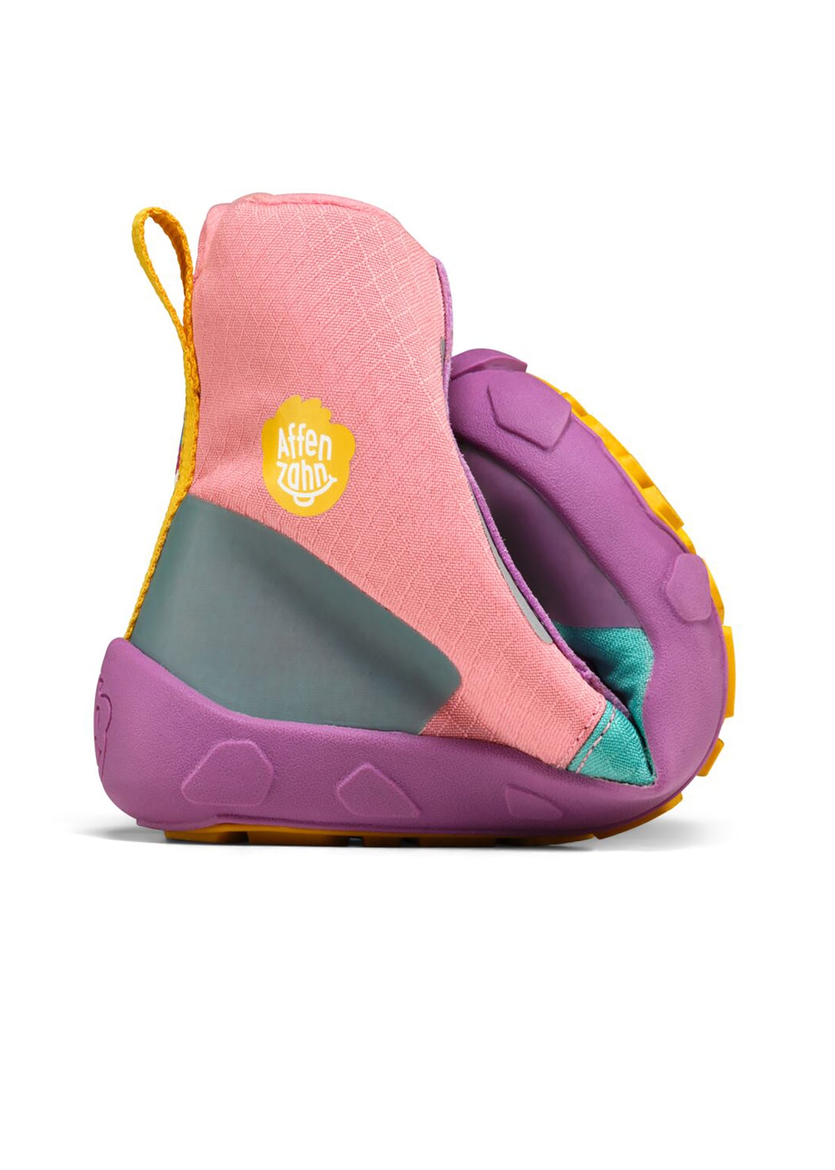 Children's barefoot shoes - Mid Boot Vegan Discovy, winter shoes with TEX membrane - Owl, pink-purple-turquoise