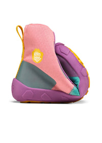 Children's barefoot shoes - Mid Boot Vegan Discovy, winter shoes with TEX membrane - Owl, pink-purple-turquoise