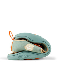 Barnsandaler med kanin barfota - sandal mikrofiber luftig, mintgrön, orange klistermärken, vegan