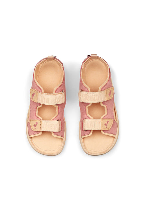 Lasten Flamingo-paljasjalkasandaalit - Sandal Microfibre Airy, roosa, beiget tarrat, vegaaninen