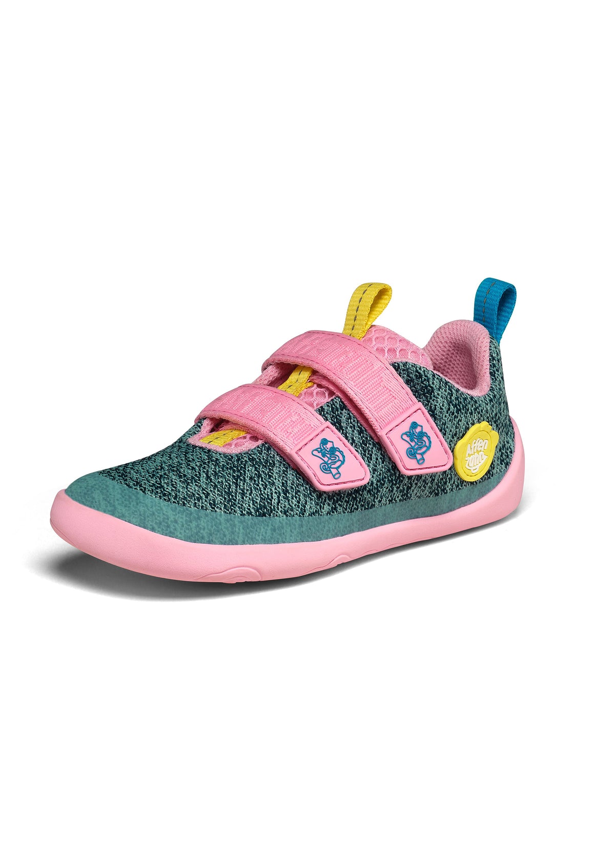 Barnens Chameleon-paljasjalkasneakers - Sneaker Knit Happy, grön-rosa, vegansk