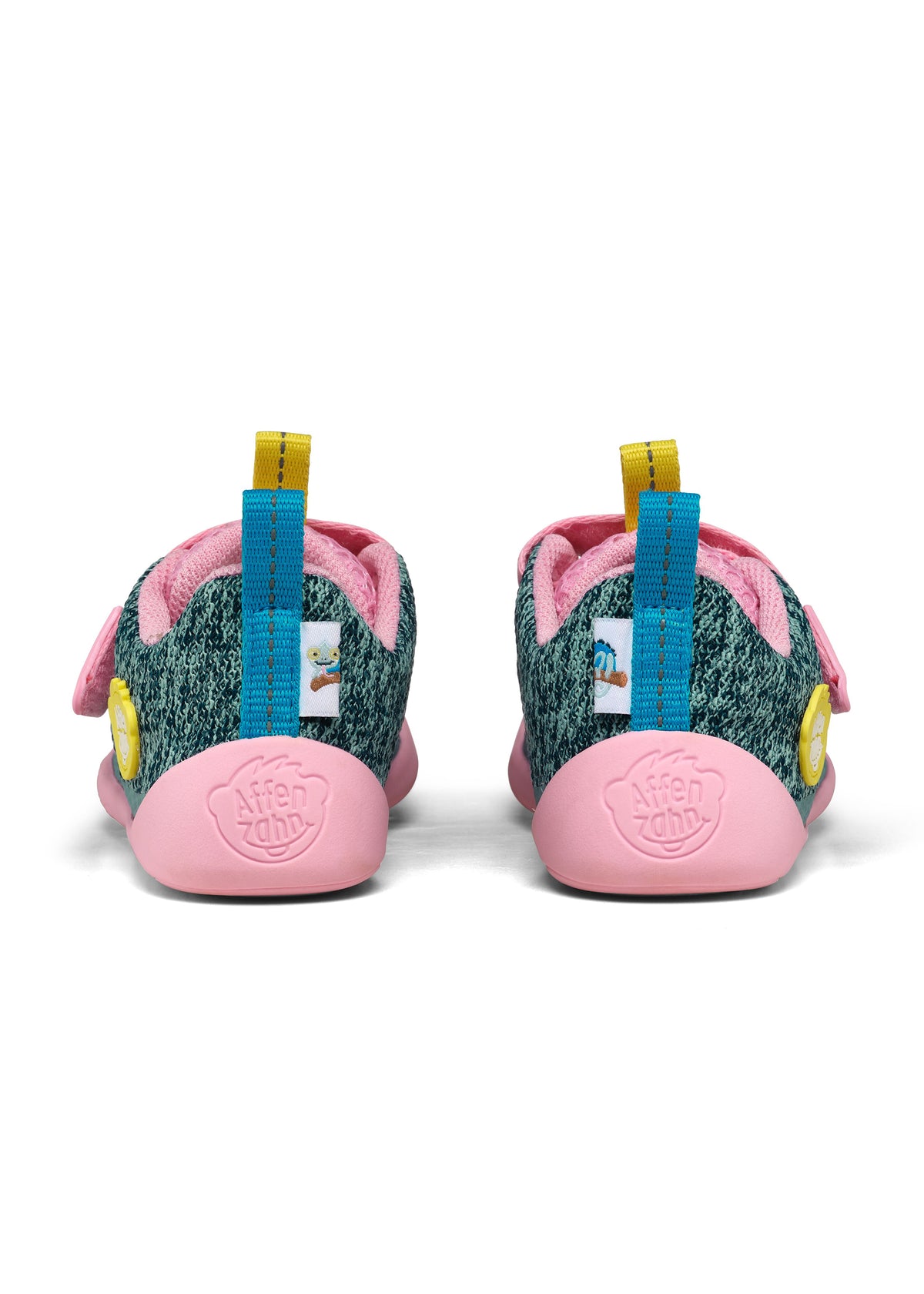 Barnens Chameleon-paljasjalkasneakers - Sneaker Knit Happy, grön-rosa, vegansk