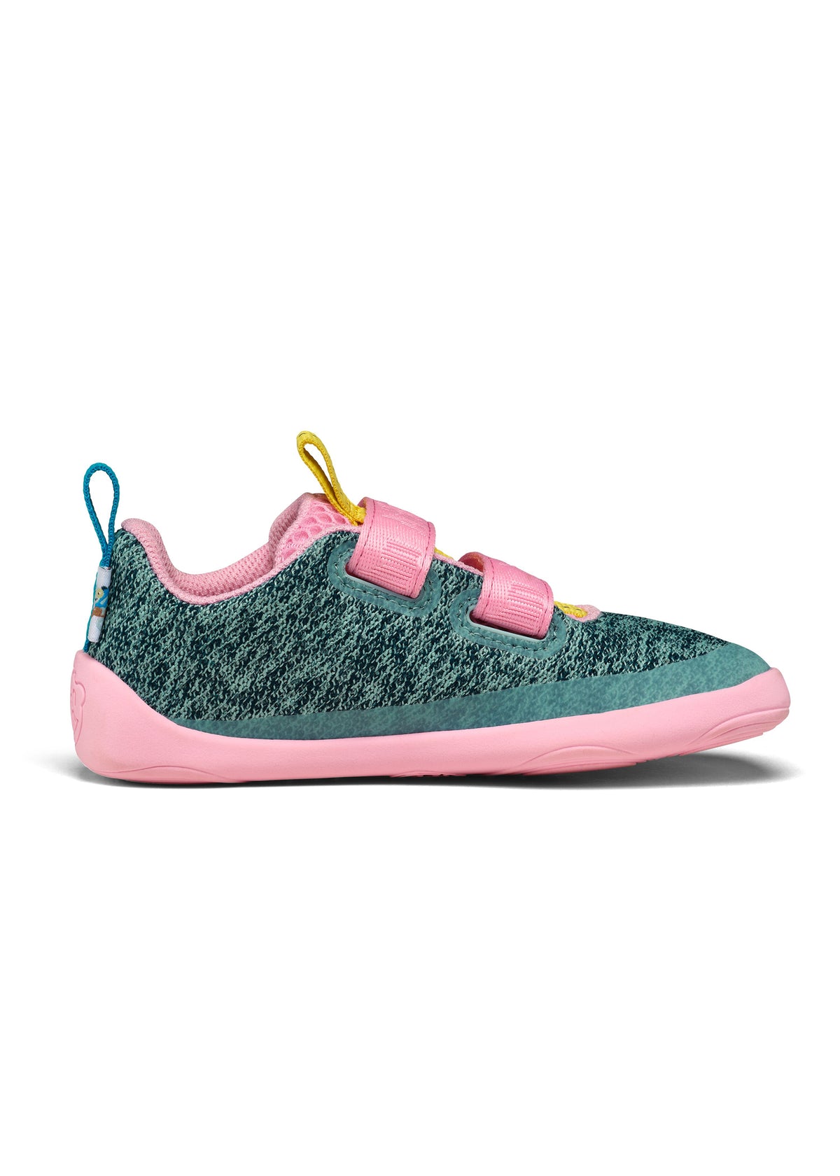 Barnens Chameleon-paljasjalkasneakers - Sneaker Knit Happy, grön-rosa, vegansk