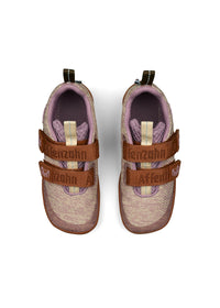 Barnkatt barfota sneakers - Sneaker Knit Happy, beige-brun-lila, vegan