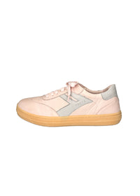Low-cut sneakers - light pink leather, gray lightning bolts