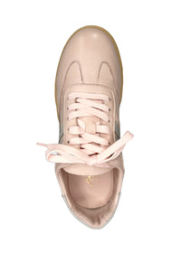 Low-cut sneakers - light pink leather, gray lightning bolts