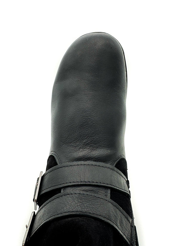 Vinterankelstövlar - svart läder, prydnadsspännen