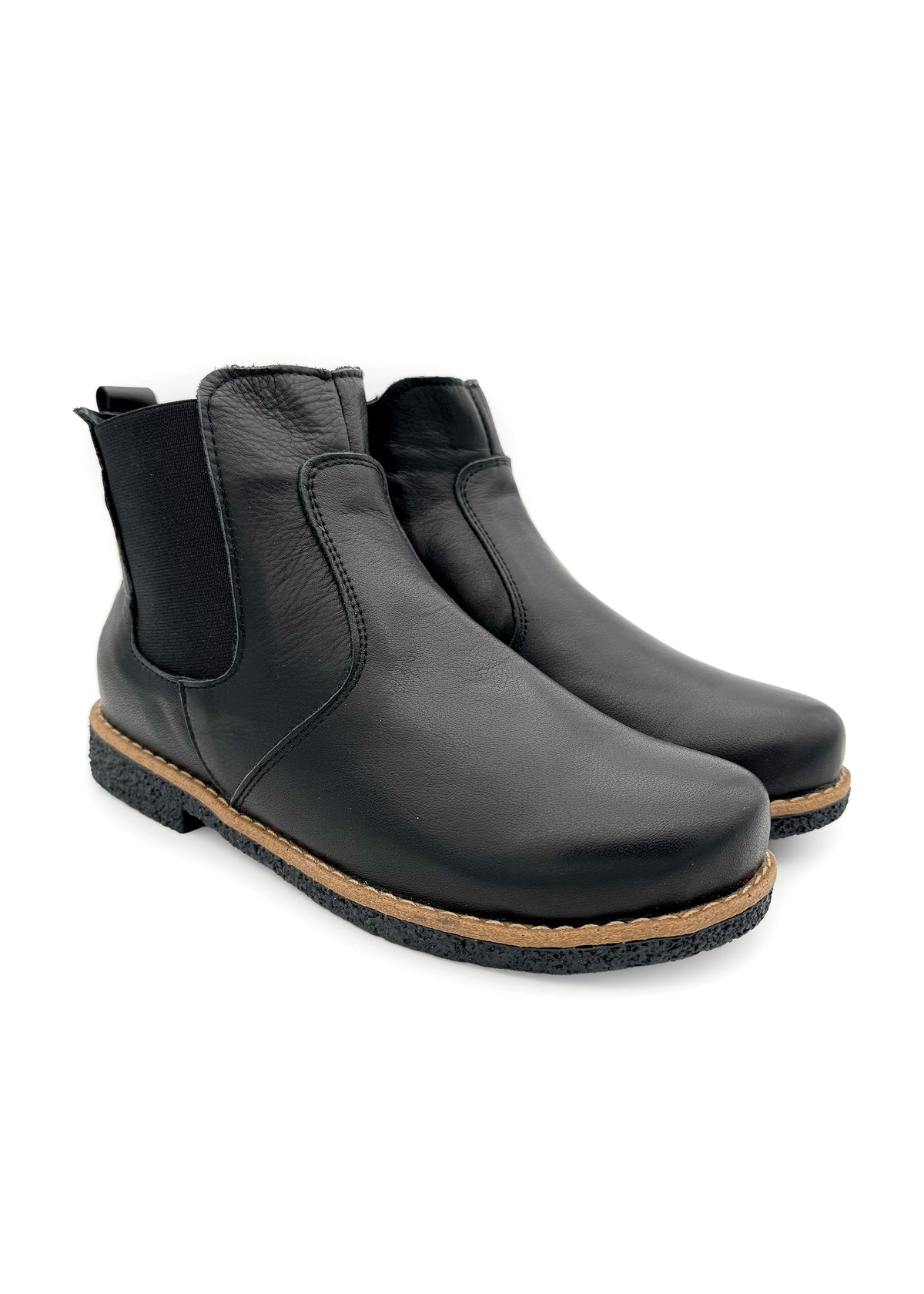 Chelsea ankle boots - black soft leather, low sole