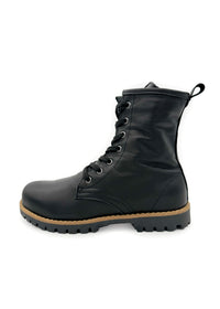 Ankelstövlar med varm foder - svart läder, blockklack