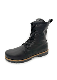 Ankelstövlar med varm foder - svart läder, blockklack