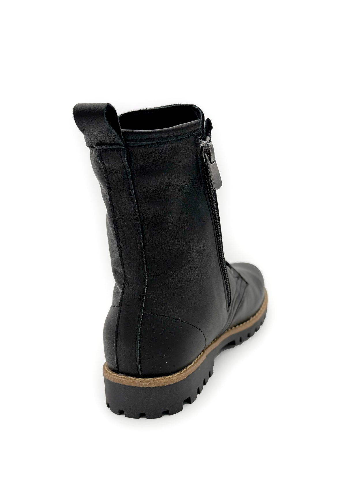 Ankelstövlar med varm foder - svart läder, blockklack