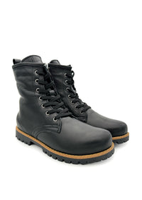 Ankelstövlar med varm foder - svart läder, blockklack