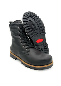 Ankelstövlar med varm foder - svart läder, blockklack