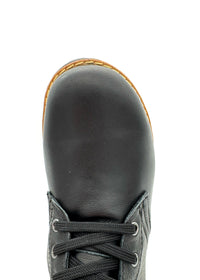 Ankelstövlar med varm foder - svart läder, blockklack