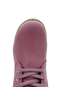 Ankelstövlar med varm foder - plommonfärgad lila läder, blocksula
