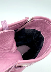 Ankelstövlar med varm foder - plommonfärgad lila läder, blocksula