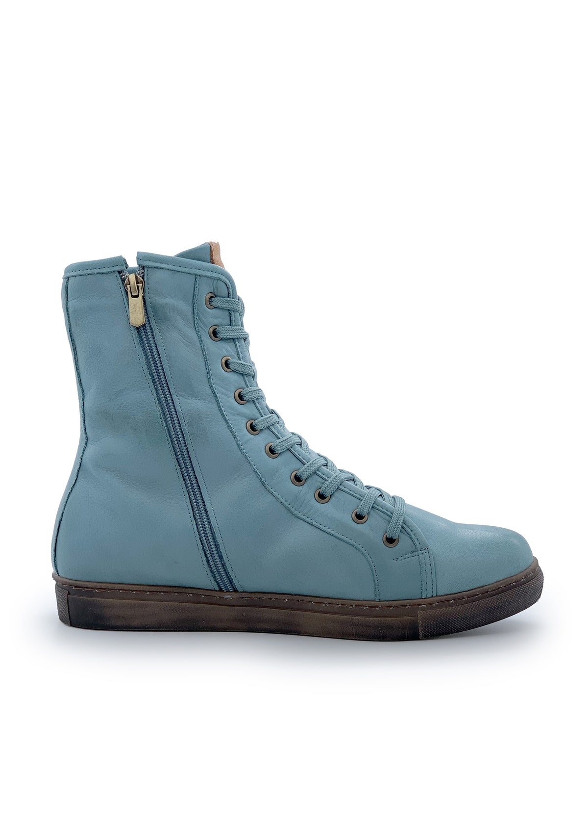 Winter ankle boots - petrol blue, brown sole