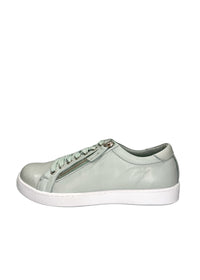 Matalavartiset tennarit - vaaleanvihreä nahka, vetoketju sivussa, leveä lesti