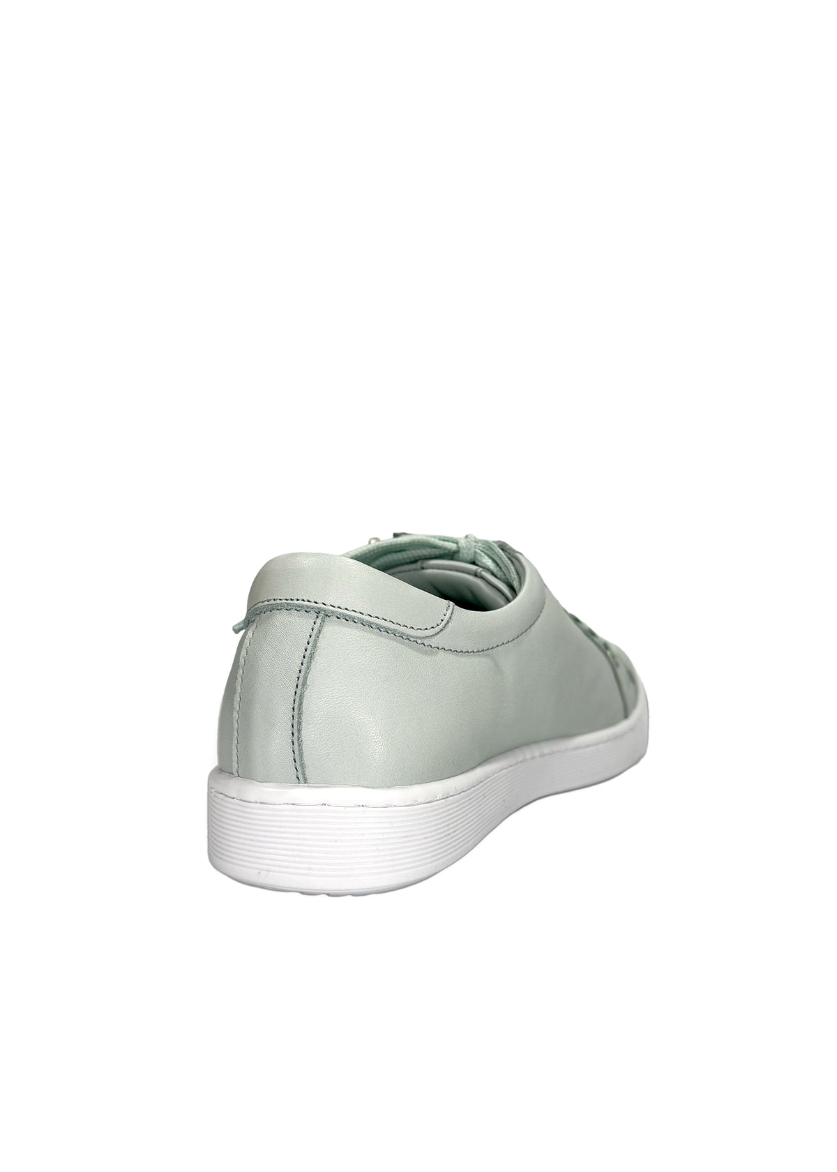 Matalavartiset tennarit - vaaleanvihreä nahka, vetoketju sivussa, leveä lesti