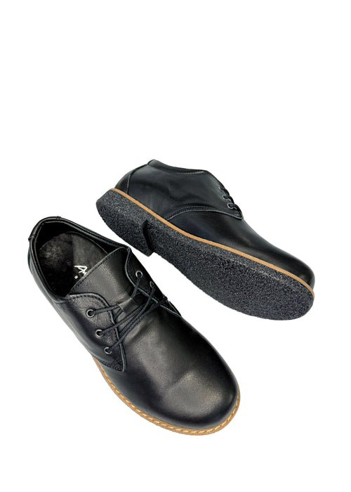 Kävelykengät - musta nahka, pyöreät nauhat